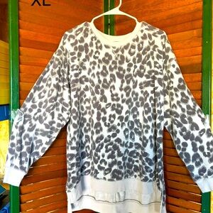 Gray and White Leopard Print Sweater
